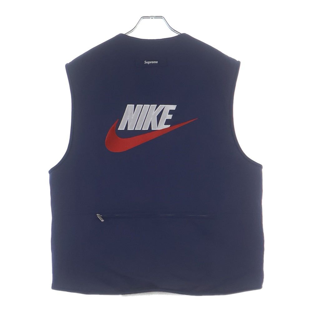 SUPREME(シュプリーム) 18AW ×NIKE Reversible Nylon Sherpa Vest ナイキ リバーシブル ナイロン ボア フリースベスト ネイビー
