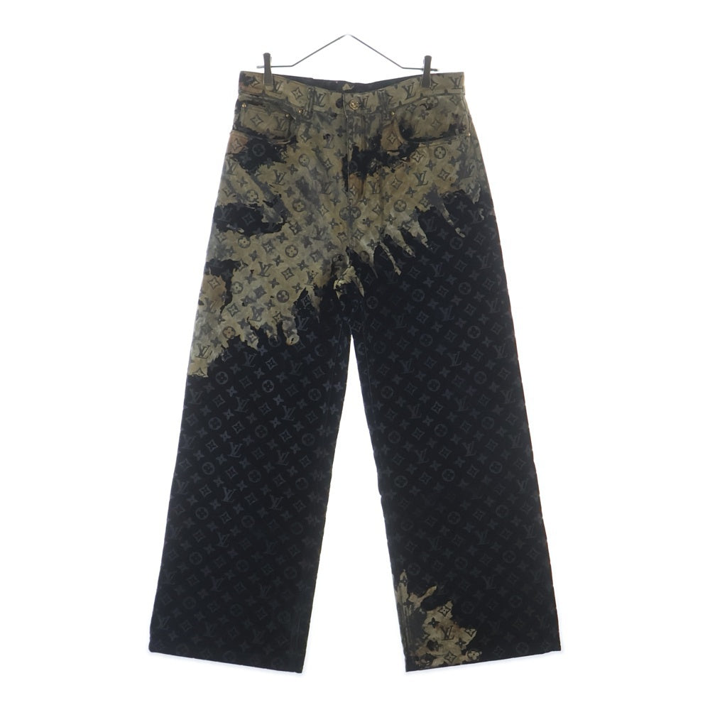 LOUIS VUITTON(ルイヴィトン) 24SS モノグラム ブリーチ ベロア デニムパンツ ジーンズ ネイビー RM241M FRV HQD02W