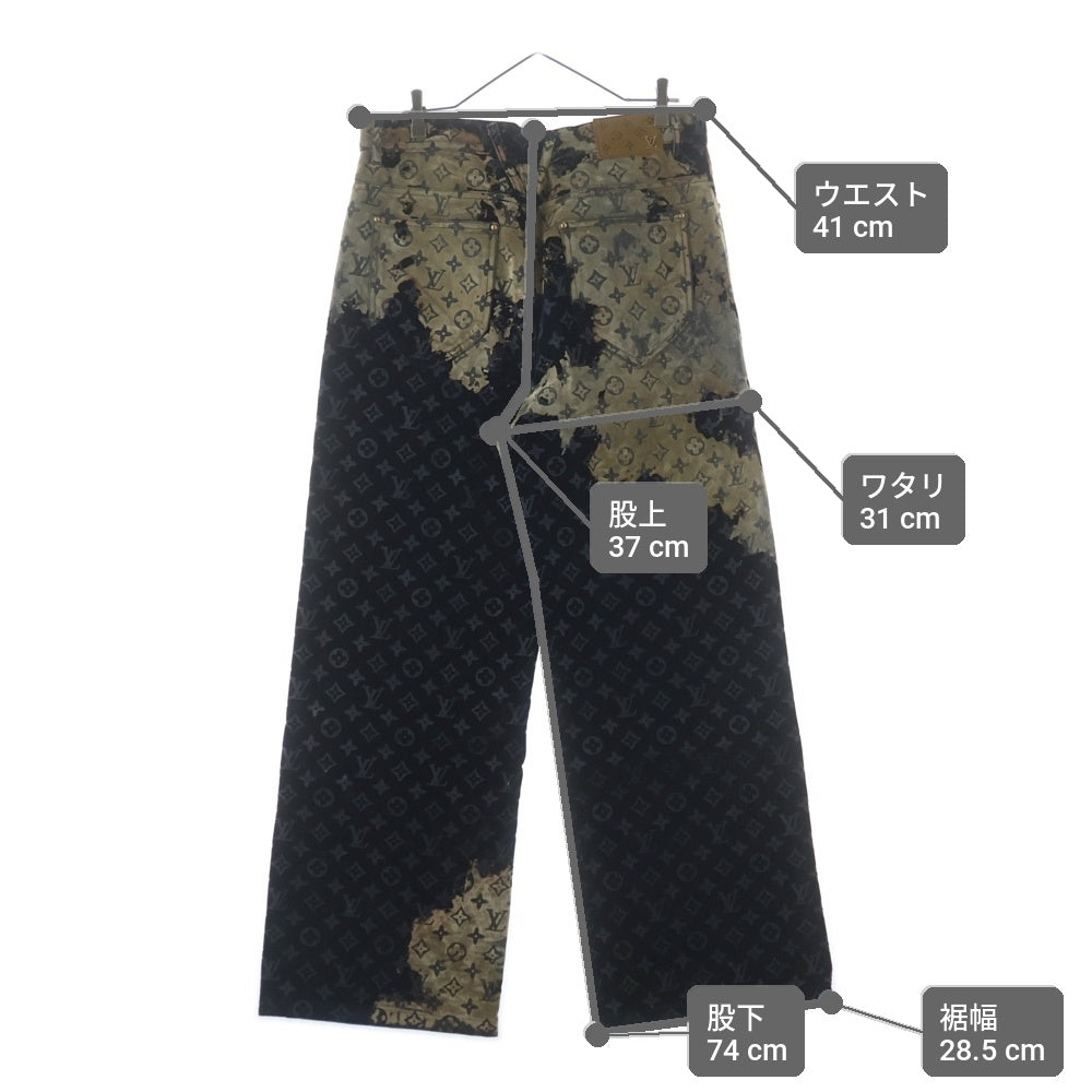LOUIS VUITTON(ルイヴィトン) 24SS モノグラム ブリーチ ベロア デニムパンツ ジーンズ ネイビー RM241M FRV HQD02W