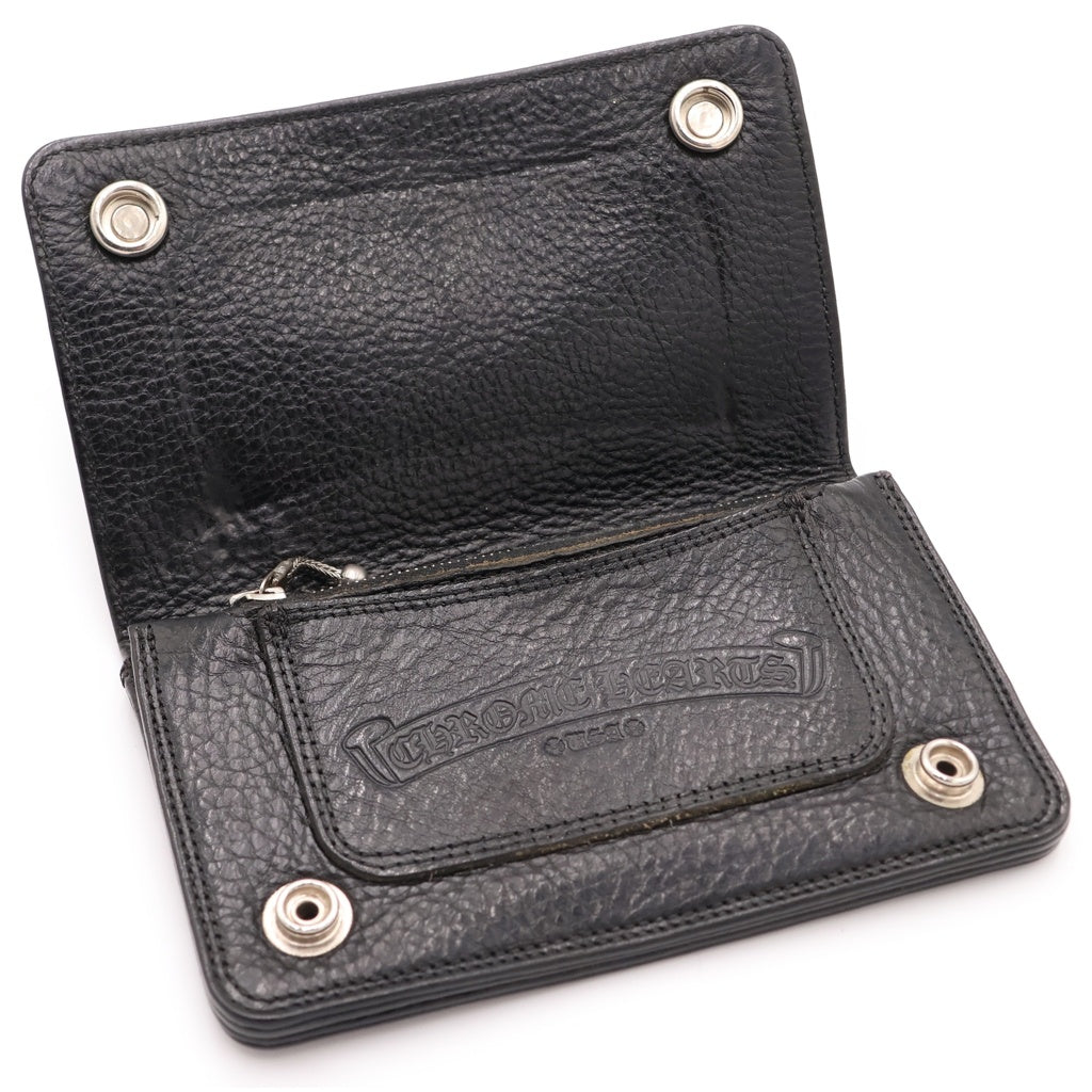CHROME HEARTS(クロムハーツ) 1ZIP 1ジップ クロスボールボタンレザーウォレット 財布 ブラック BCA362