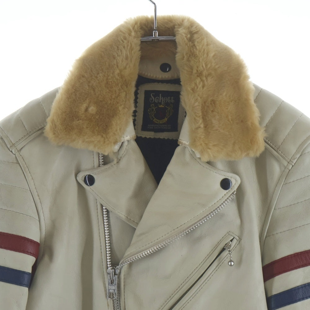 SCHOTT(ショット) USED加工 ダブルライダースジャケット ホワイト 3101020
