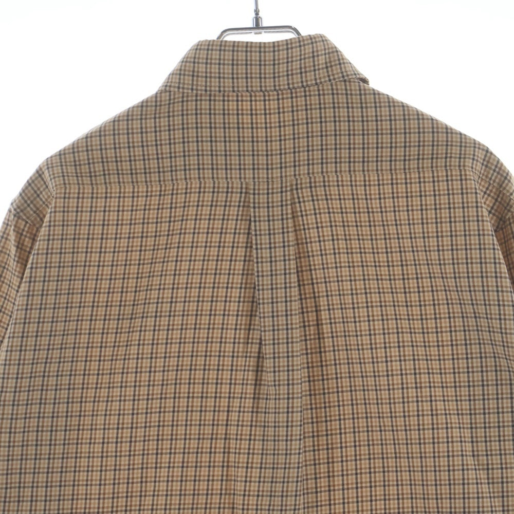 miumiu(ミュウミュウ) 24SS Checked Shirt MK1842 フロントロゴ刺繍 チェック柄 ボタンダウン長袖シャツ ベージュ レディース