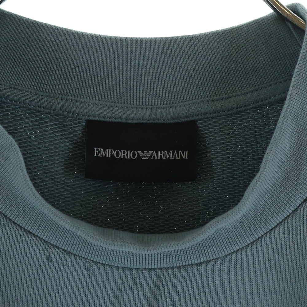 EMPORIO ARMANI EA7(エンポリオアルマーニイーエーセブン) フレンチテリージャージー フロックプリント オーバーサイズスウェットトレーナー ブルー/ブラック EM004862