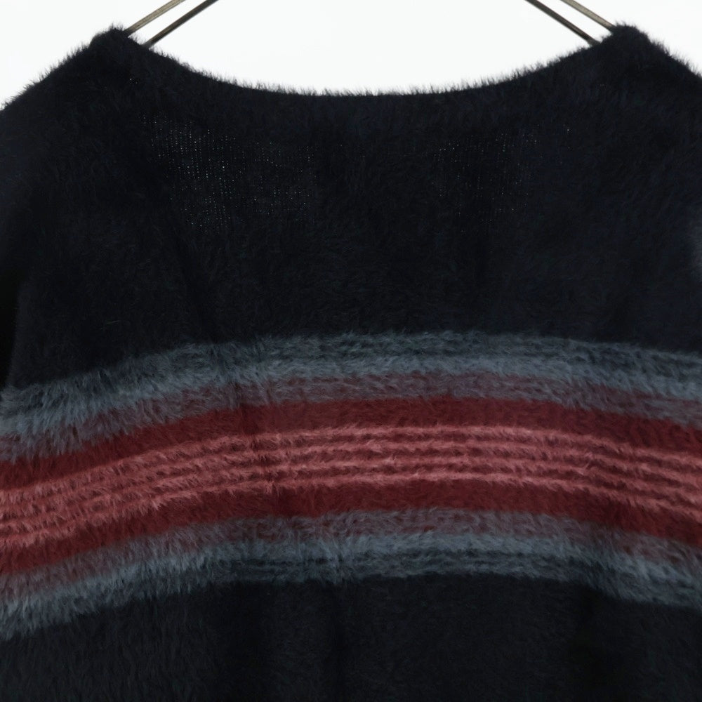 STUSSY(ステューシー) Stripe Shaggy Cardigan 117137 ストライプ シャギー モヘア長袖ニットカーディガン ブラック