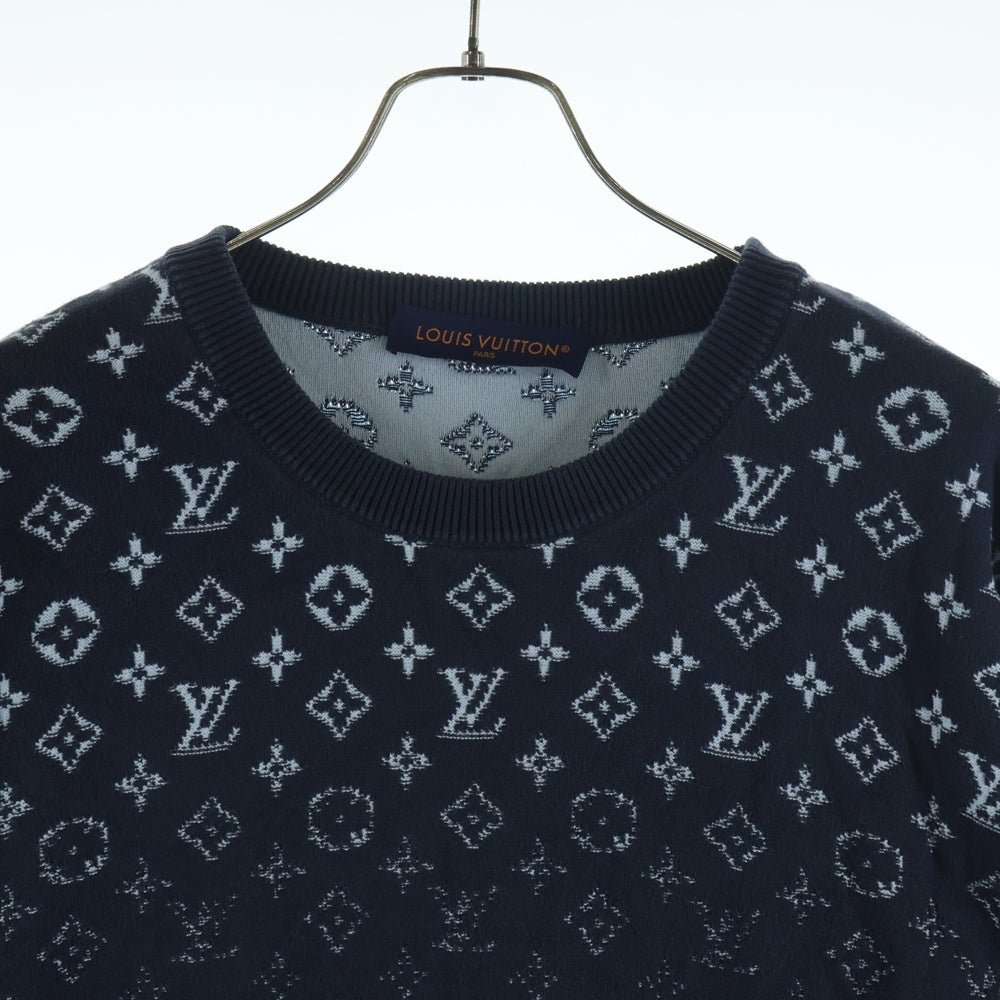 LOUIS VUITTON(ルイヴィトン) 24SS グラディエントモノグラム クルーネック長袖ニットセーター ネイビー RM241Q USO HQN42W
