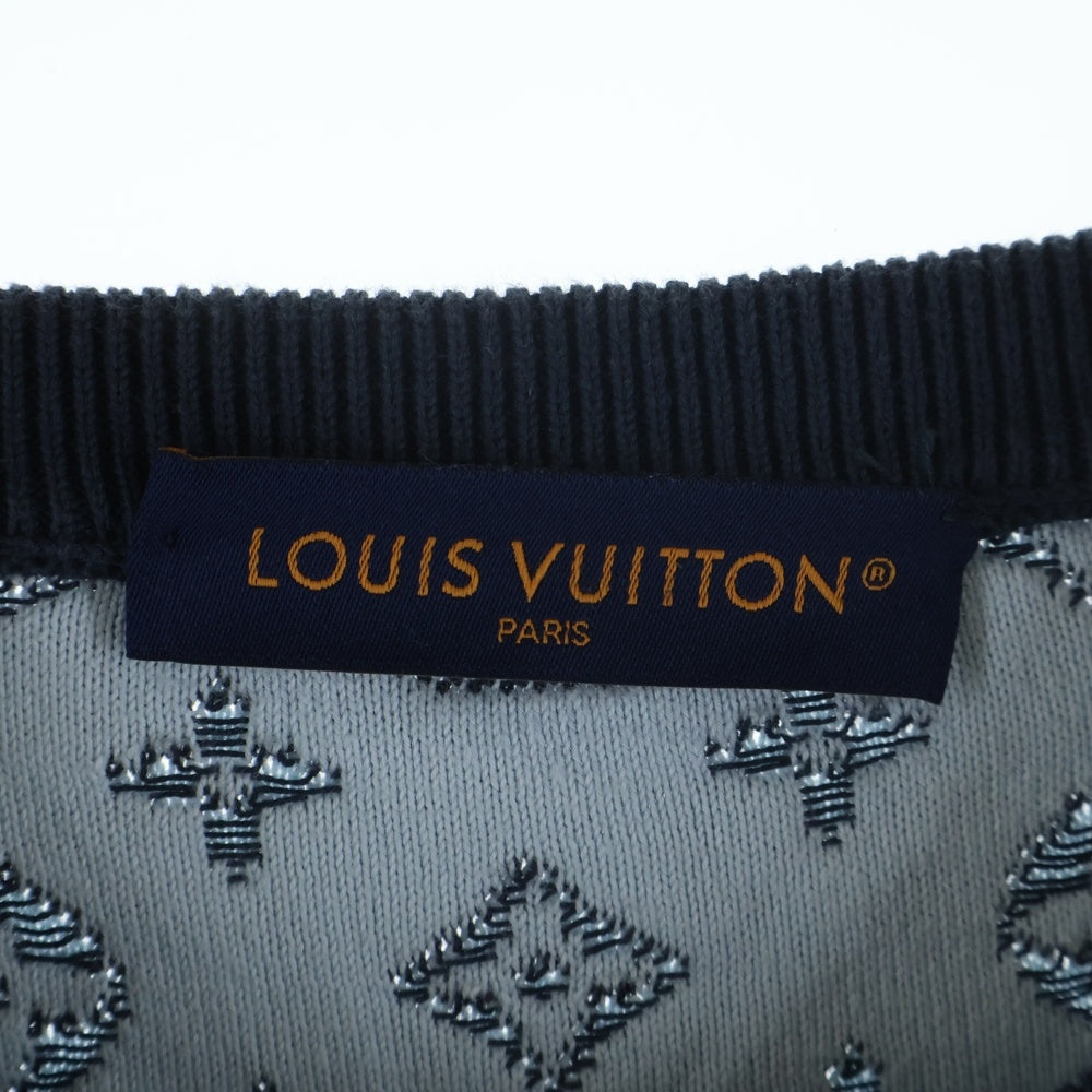 LOUIS VUITTON(ルイヴィトン) 24SS グラディエントモノグラム クルーネック長袖ニットセーター ネイビー RM241Q USO HQN42W