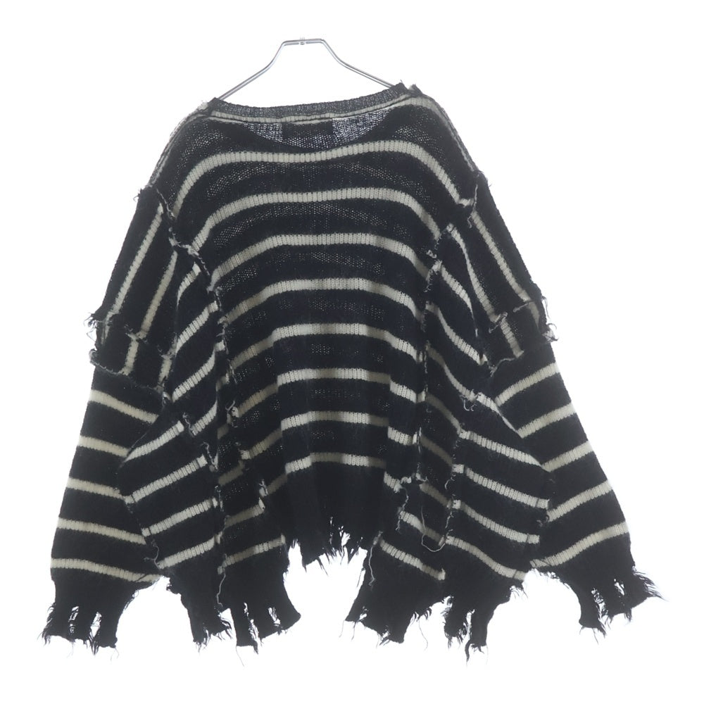 DISCOVERED(ディスカバード) DISCOVERED (U)DOCKING WIDE BORDER KNIT ボーダー クルーネックニットセーター モヘア混 ブラック/ホワイト DC-23AW-KN-11