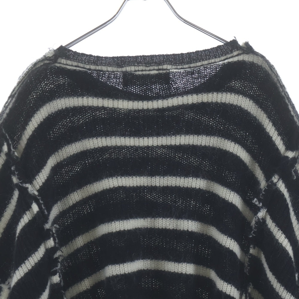 DISCOVERED(ディスカバード) DISCOVERED (U)DOCKING WIDE BORDER KNIT ボーダー クルーネックニットセーター モヘア混 ブラック/ホワイト DC-23AW-KN-11