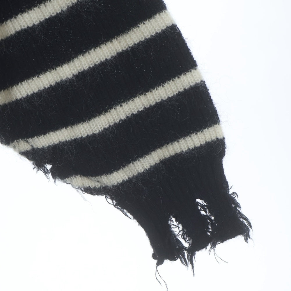 DISCOVERED(ディスカバード) DISCOVERED (U)DOCKING WIDE BORDER KNIT ボーダー クルーネックニットセーター モヘア混 ブラック/ホワイト DC-23AW-KN-11