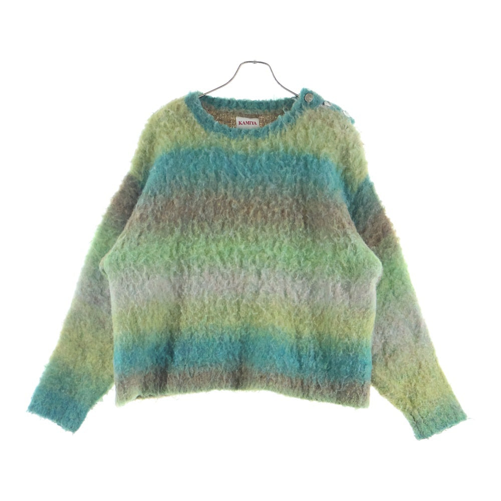 KAMIYA(カミヤ) Dyeing Knit Pullover ダイイング ニット ショルダーボタン クルーネックニットセーター グリーン G13PO049