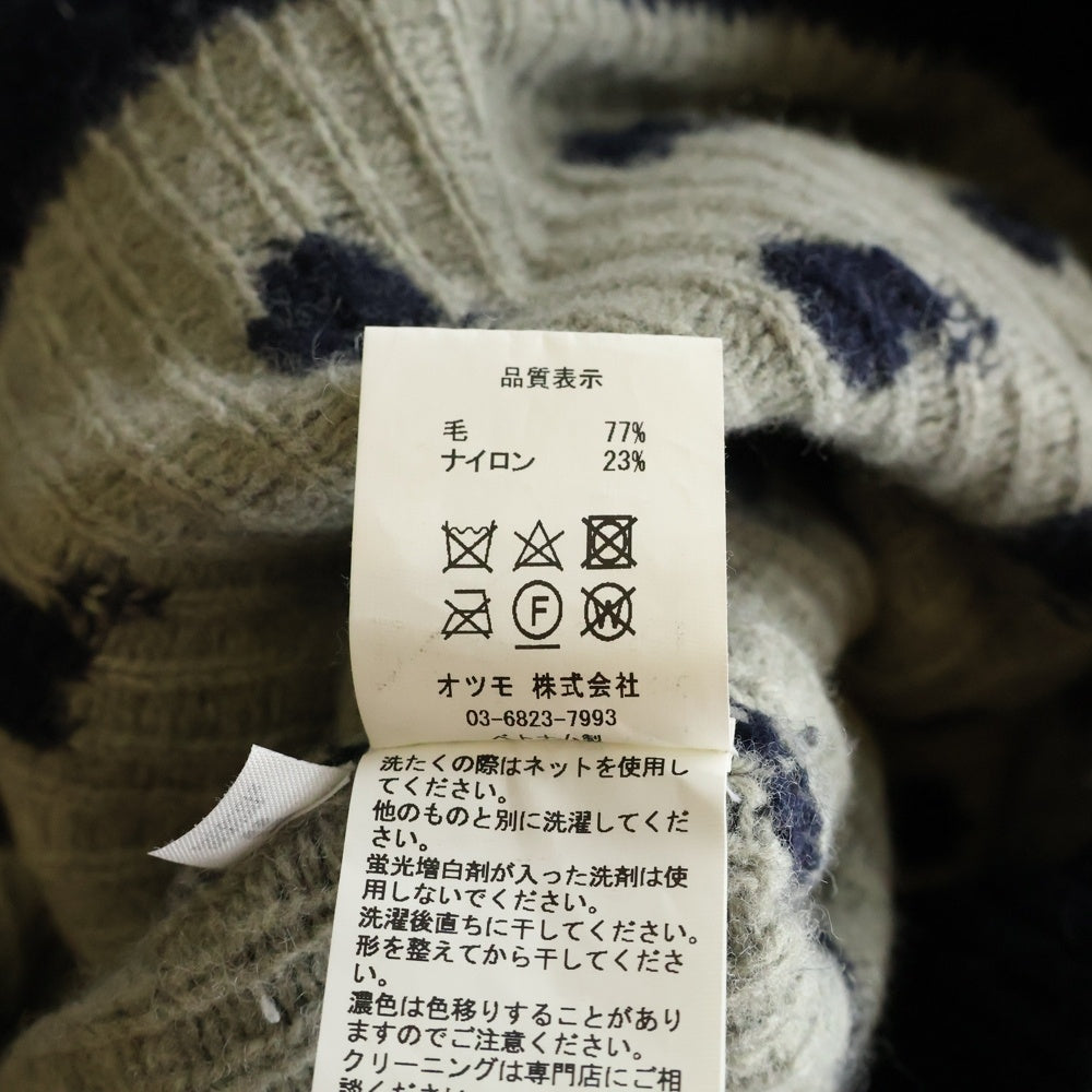 HUMAN MADE(ヒューマンメイド) HEAT KNIT SWETER ハートニットスウェット クルーネック長袖セーター 総柄 ネイビー