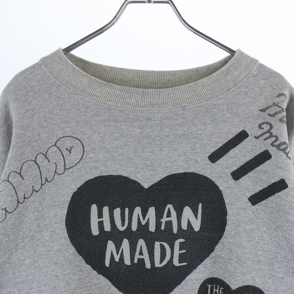 HUMAN MADE(ヒューマンメイド) GRAFFITI SWEATSHIRT 総柄 クルーネック長袖スウェットトレーナー HM28CS022 グレー