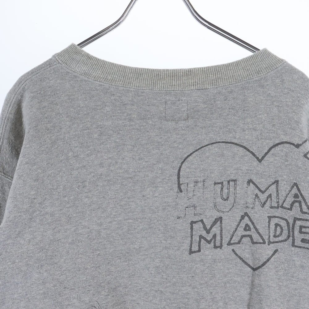 HUMAN MADE(ヒューマンメイド) GRAFFITI SWEATSHIRT 総柄 クルーネック長袖スウェットトレーナー HM28CS022 グレー