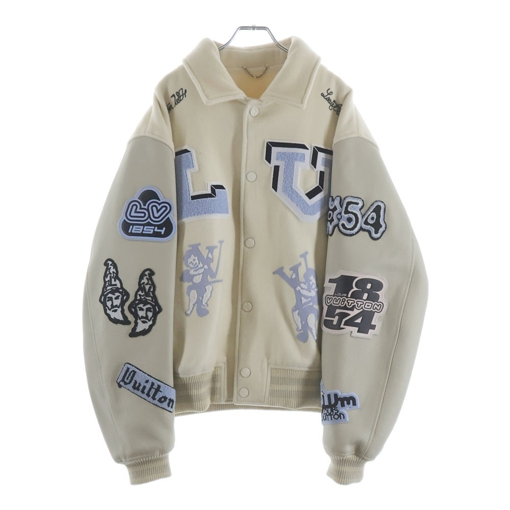 LOUIS VUITTON(ルイヴィトン) 22AW ルチパッチ ミックスドレザーバーシティブルゾンジャケット スタジャン ホワイト RM222 MJY HNL91E