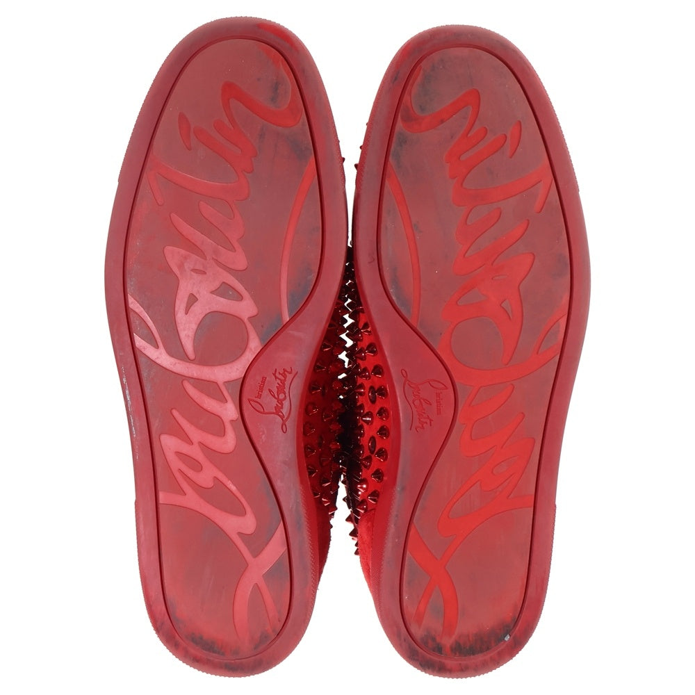 CHRISTIAN LOUBOUTIN(クリスチャンルブタン) LOUIS SPIKES KRYSTAL FLAT スパイク スタッズ スエードハイカットスニーカー レッド