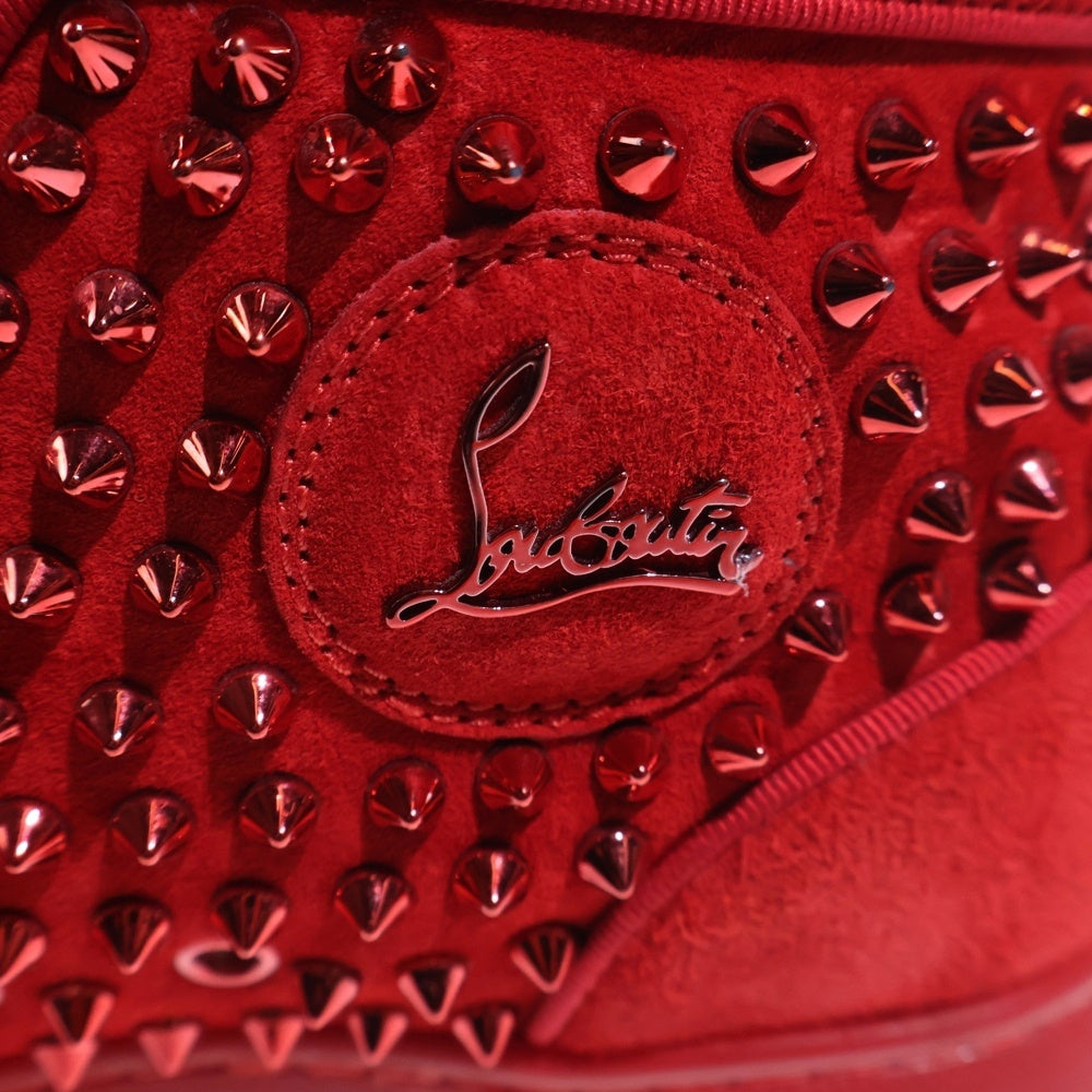 CHRISTIAN LOUBOUTIN(クリスチャンルブタン) LOUIS SPIKES KRYSTAL FLAT スパイク スタッズ スエードハイカットスニーカー レッド
