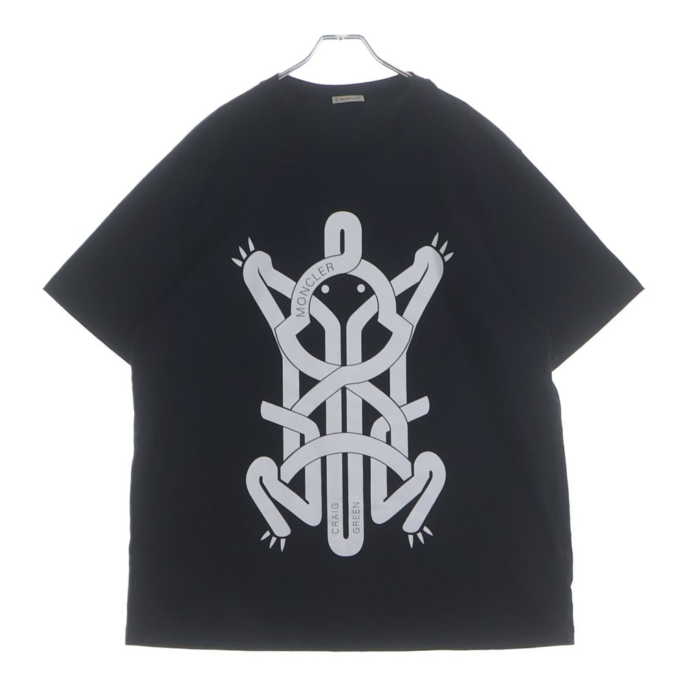 MONCLER(モンクレール) 21SS MAGLIA T-SHIRT G109H8C00002 フロントプリントクルーネック半袖Tシャツカットソー ブラック