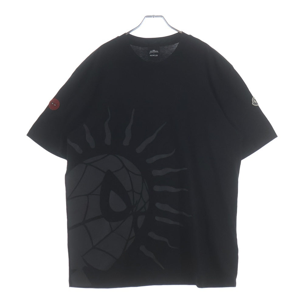 MONCLER(モンクレール) 22AW ×MARVEL SPIDERMAN SS THIRT H20918C00004 マーベル スパイダーマン フロントプリントクルーネック半袖Tシャツカットソー ブラック
