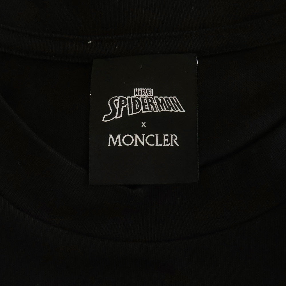 MONCLER(モンクレール) 22AW ×MARVEL SPIDERMAN SS THIRT H20918C00004 マーベル スパイダーマン フロントプリントクルーネック半袖Tシャツカットソー ブラック