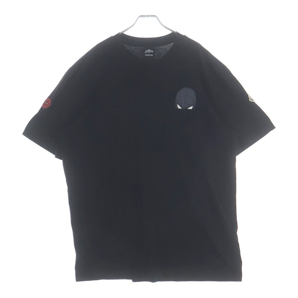 MONCLER(モンクレール) 22AW ×MARVEL SPIDERMAN SS THIRT H20918C00005 マーベル スパイダーマン フロントポケットクルーネック半袖Tシャツカットソー ブラック