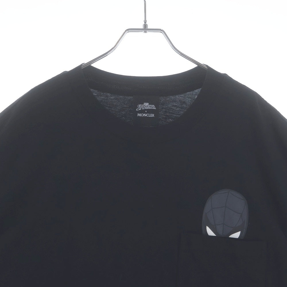 MONCLER(モンクレール) 22AW ×MARVEL SPIDERMAN SS THIRT H20918C00005 マーベル スパイダーマン フロントポケットクルーネック半袖Tシャツカットソー ブラック