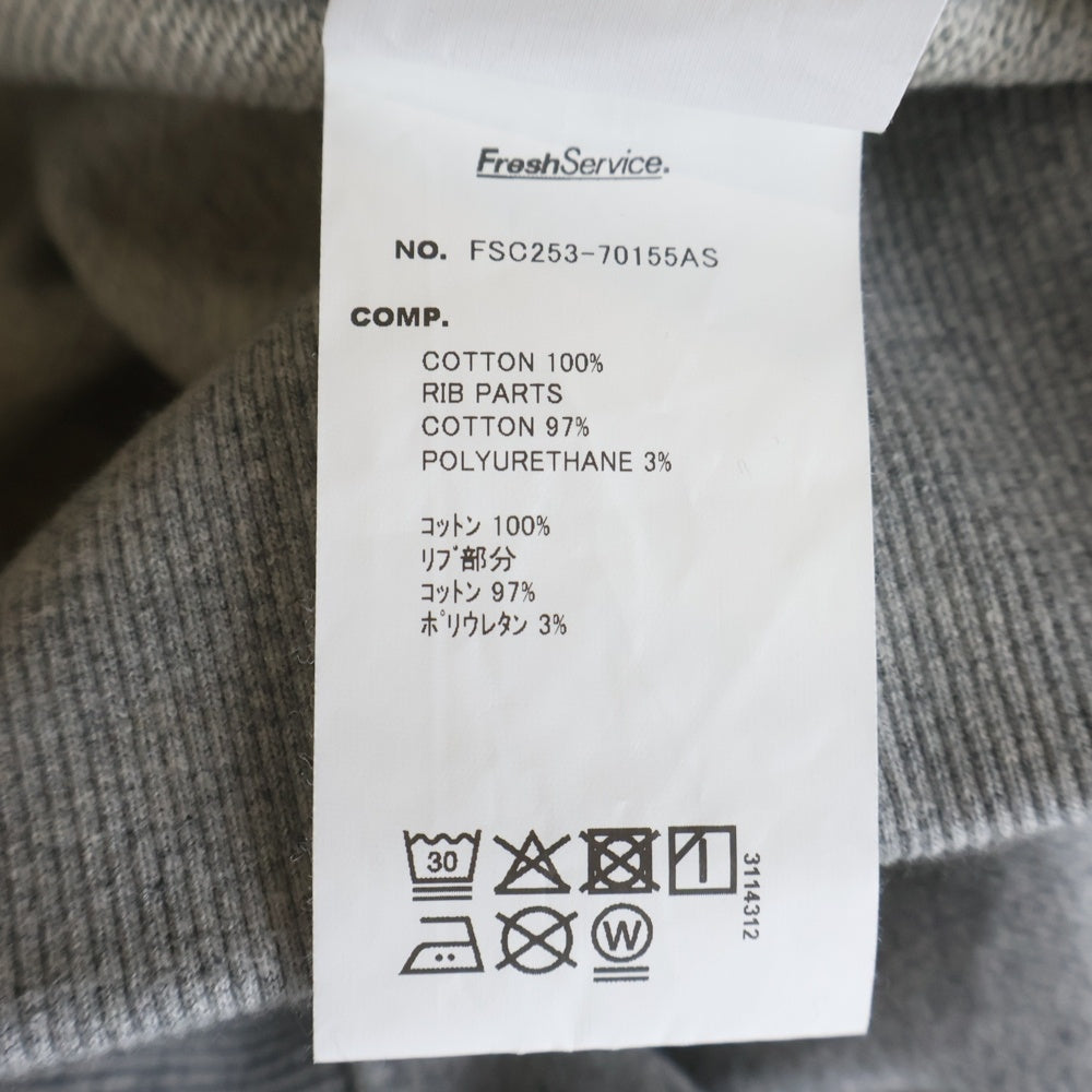 FreshService(フレッシュサービス) 25AW AS × FS LIGHT OZ CREW NECK LITHOGRAPH FSC253-70155AS オーバーサイズシルエットクルーネック長袖スウェットトレーナー グレー