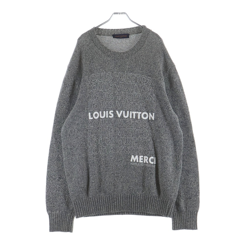 LOUIS VUITTON(ルイヴィトン) 18AW LVリスト MERCI ロゴプリント カシミヤ ニットセーター グレー RM182M GVL HFN08W
