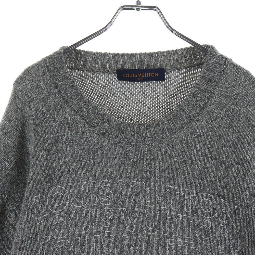 LOUIS VUITTON(ルイヴィトン) 18AW LVリスト MERCI ロゴプリント カシミヤ ニットセーター グレー RM182M GVL HFN08W
