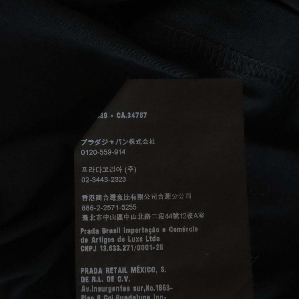 PRADA(プラダ) Vネック コットン 半袖カットソー ブラック UJM493-S151-ILK