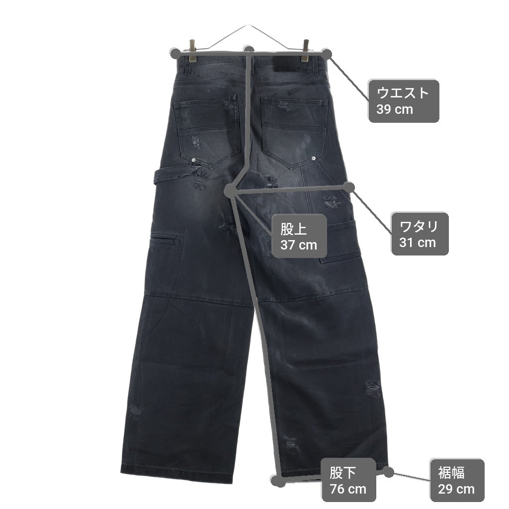 BREATH(ブレス) 26SS COATING DOUBLE KNEE DENIM PANTS コーティングデニムカーゴパンツ ブラック BR26SS-P1001