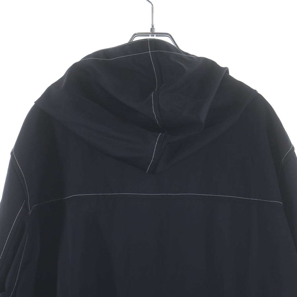 JIL SANDER(ジルサンダー) 21SS Stitch Nylon Jacket CM JM IM 0005 ステッチデザイン ナイロンフーデッドジャケット ブラック