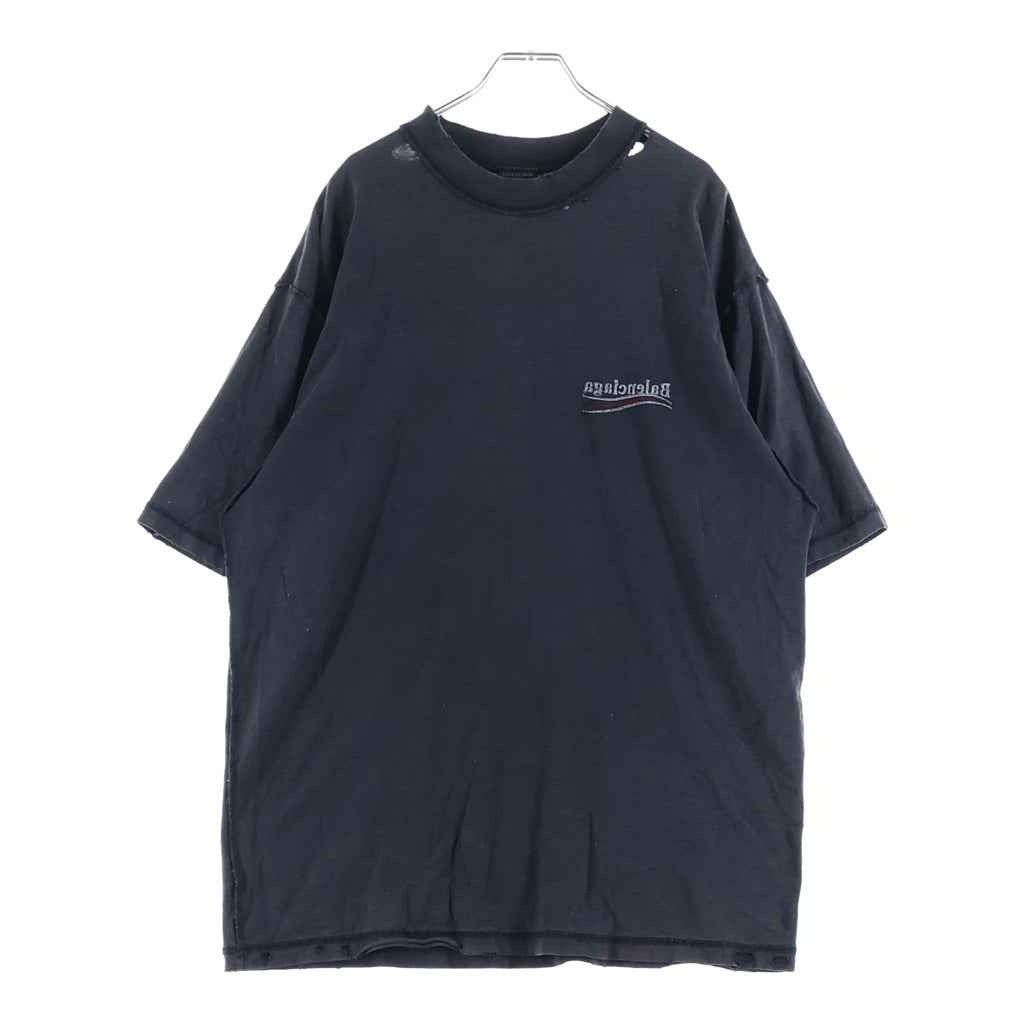 BALENCIAGA(バレンシアガ) 24SS Political Campaign Inside Out Tee 830247 ポリティカルキャンペーンインサイドアウトロゴ ダメージ加工 オーバーサイズ クルーネック半袖Tシャツ