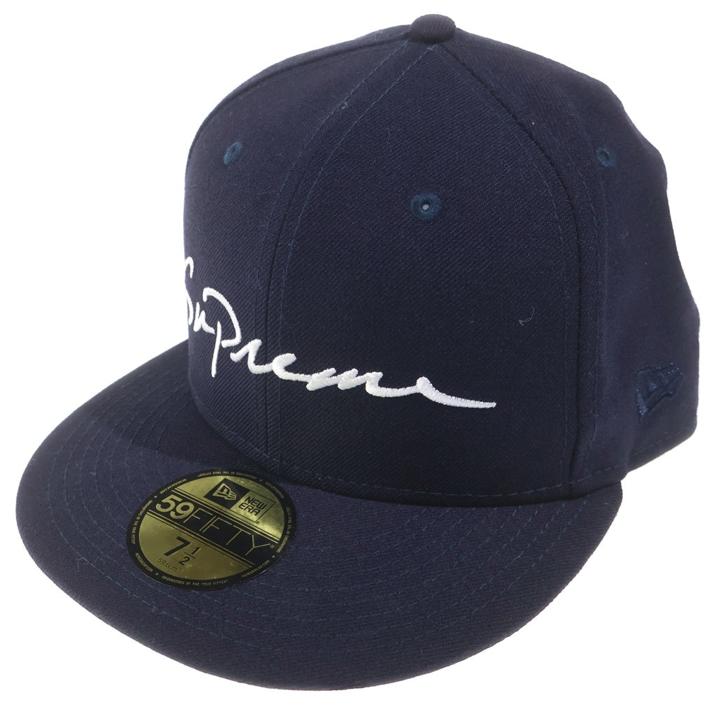 SUPREME(シュプリーム) 18AW ×NEW ERA Classic Script ニューエラ クラシックスクリプト キャップ 帽子 7 1/2 ネイビー