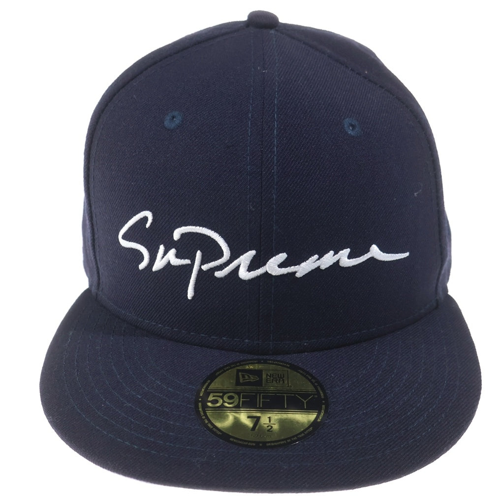 SUPREME(シュプリーム) 18AW ×NEW ERA Classic Script ニューエラ クラシックスクリプト キャップ 帽子 7 1/2 ネイビー