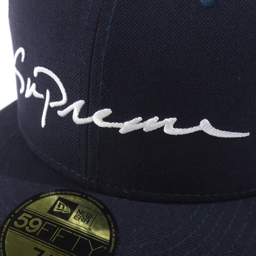 SUPREME(シュプリーム) 18AW ×NEW ERA Classic Script ニューエラ クラシックスクリプト キャップ 帽子 7 1/2 ネイビー