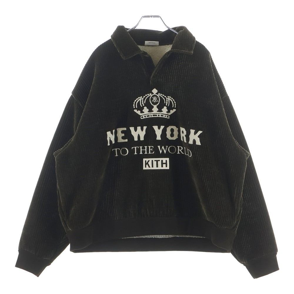 KITH(キス) 25AW Bonded Cord Boucle Nelson Rugby フロント ロゴ コーデュロイ ラグビー シャツジャケット カーキ 25-072-060-0011-4-0