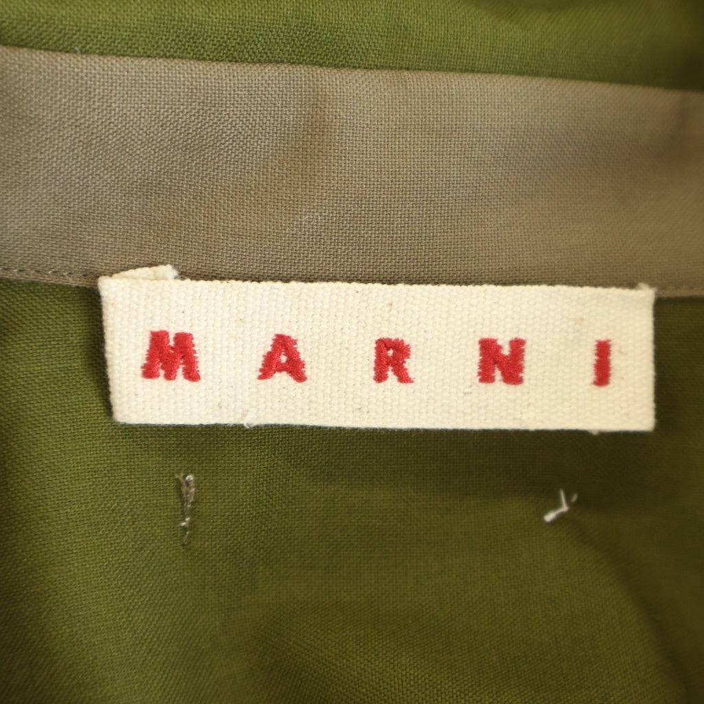 MARNI(マルニ) 26SS Tropical wool shirt with contrast back トロピカル ウール 長袖シャツ ブラウン/グリーン CUMU0375Q0 UTW839