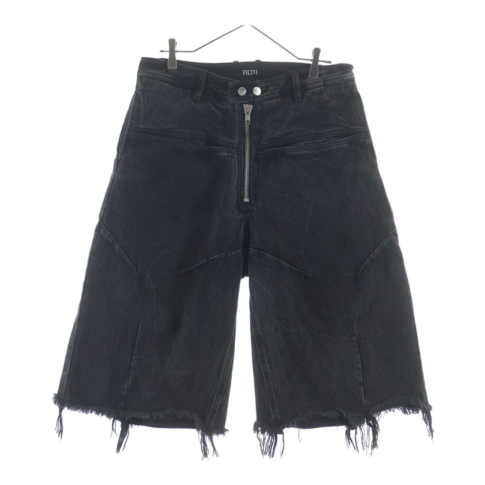 FILTH(フィルス) Front zip buggy Denim shorts フロントジップデニムバギーショーツ ブラック FL253PL01