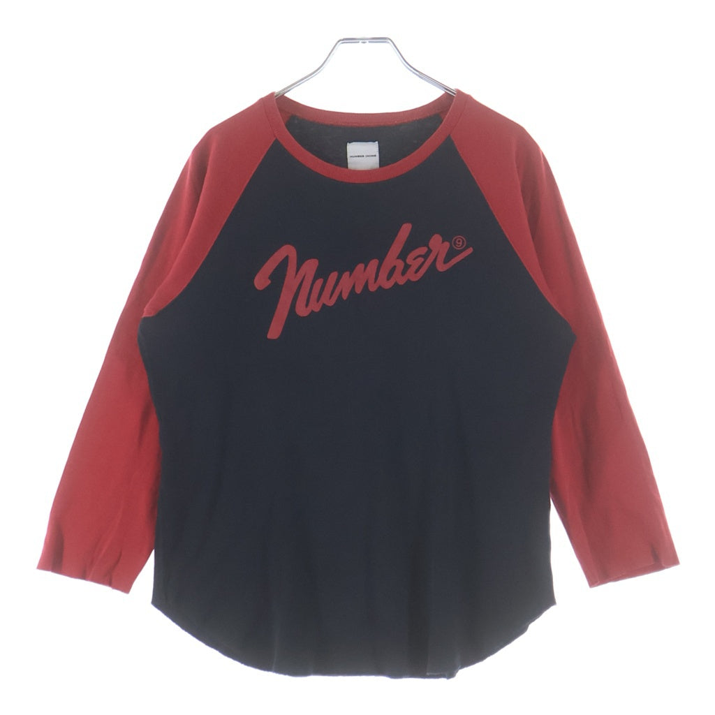 NUMBER (N)INE(ナンバーナイン) 05AW THE HIGH STREETS THS ハイスト期 ラグラン 七分袖 クルーネックTシャツカットソー ブラック/レッド