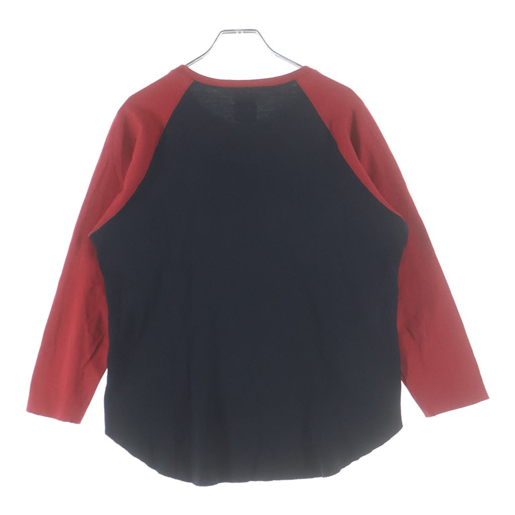 NUMBER (N)INE(ナンバーナイン) 05AW THE HIGH STREETS THS ハイスト期 ラグラン 七分袖 クルーネックTシャツカットソー ブラック/レッド
