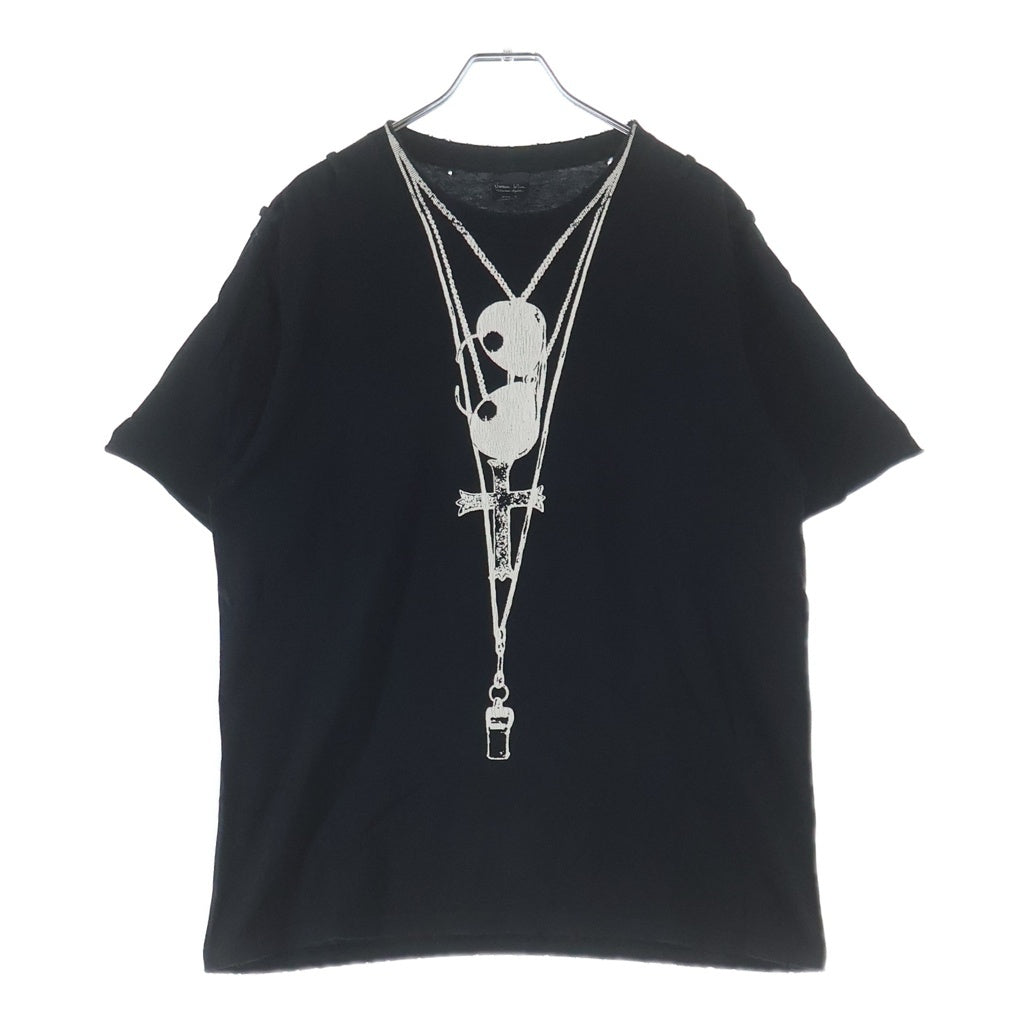 NUMBER (N)INE(ナンバーナイン) 06SS Welcom To Shadow Neclace Cross Tee フロントプリント クルーネック半袖Tシャツカットソー ブラック