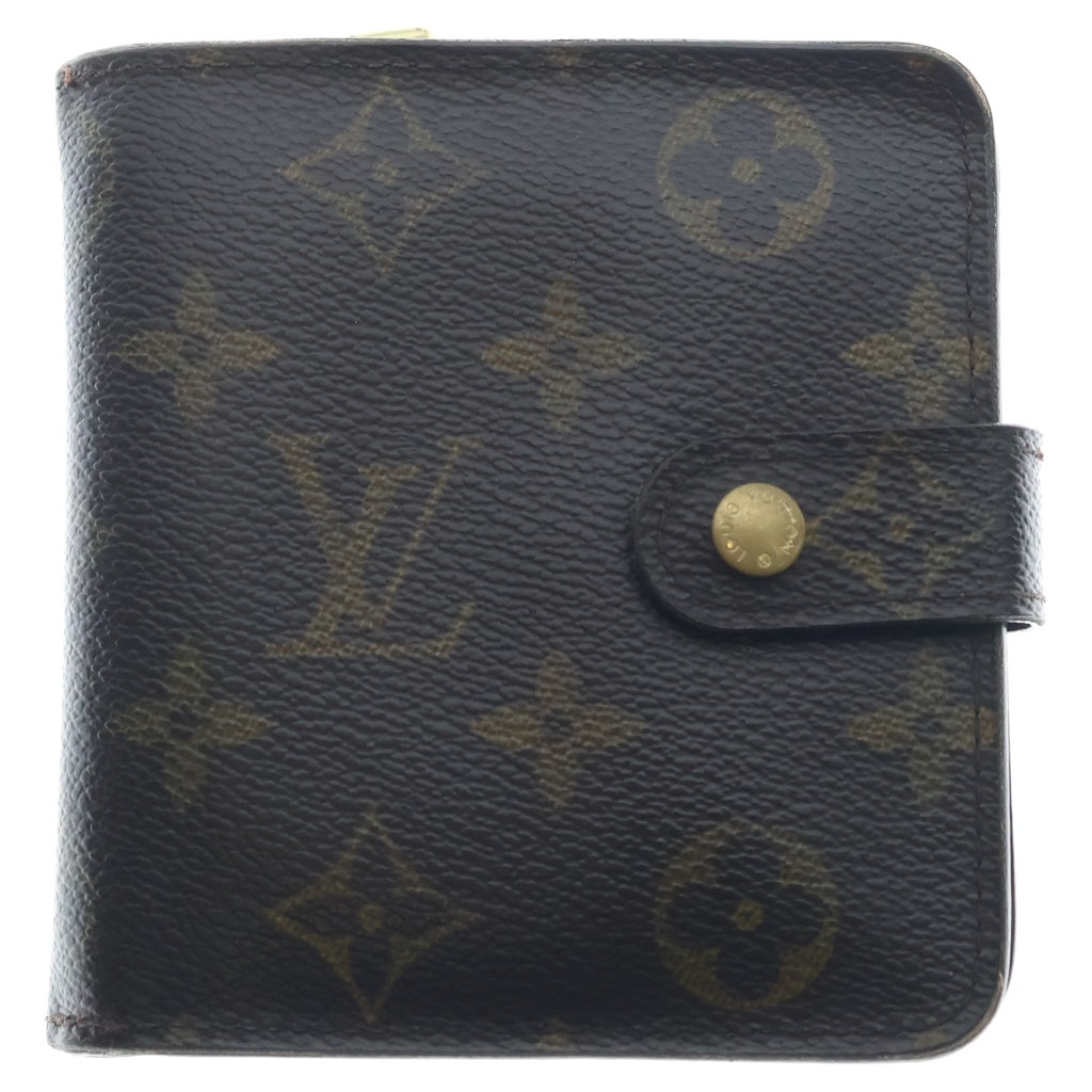 LOUIS VUITTON(ルイヴィトン) モノグラム コンパクト・ジップ 2つ折り財布 ファスナー PVC ブラウン M61667 レディース