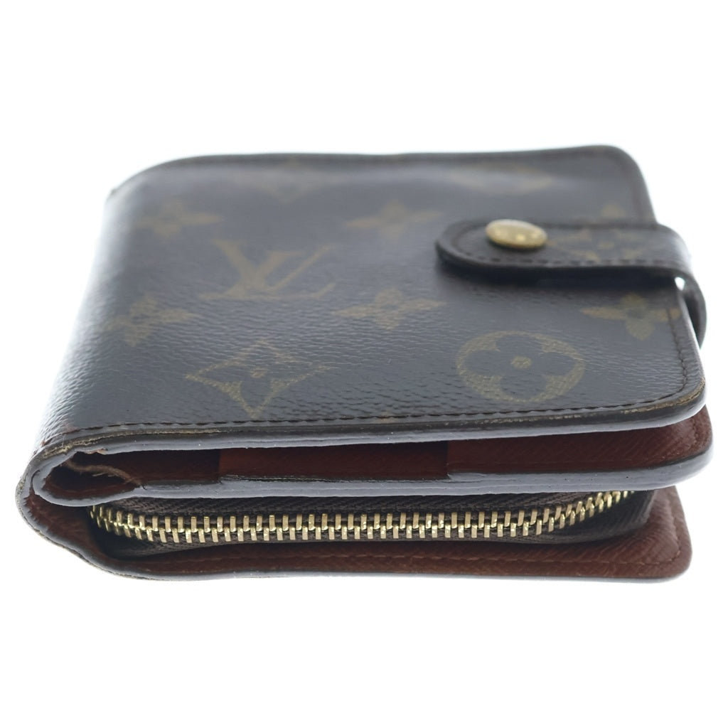LOUIS VUITTON(ルイヴィトン) モノグラム コンパクト・ジップ 2つ折り財布 ファスナー PVC ブラウン M61667 レディース