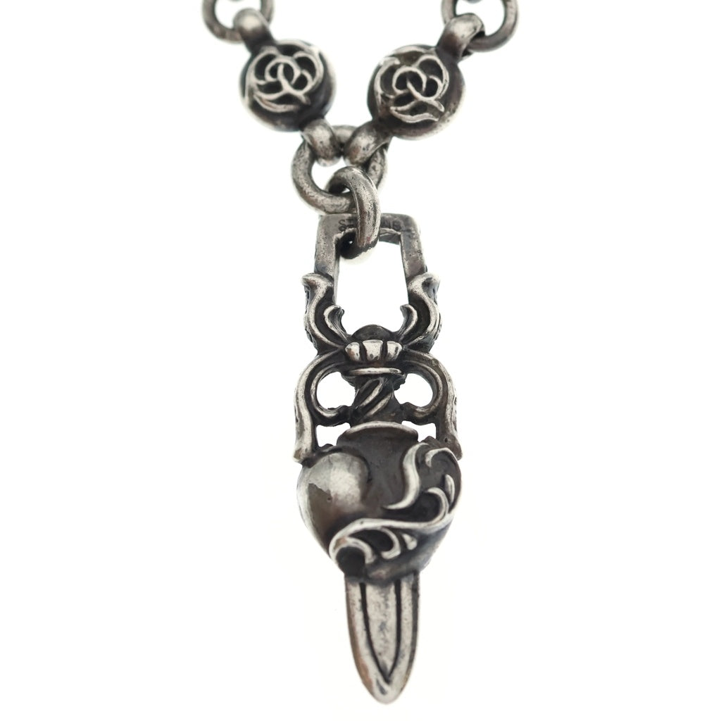 CHROME HEARTS(クロムハーツ) #1 FRLBL CHN HEART DAGGER フローラルボールチェーン ハートダガー ネックレス シルバー