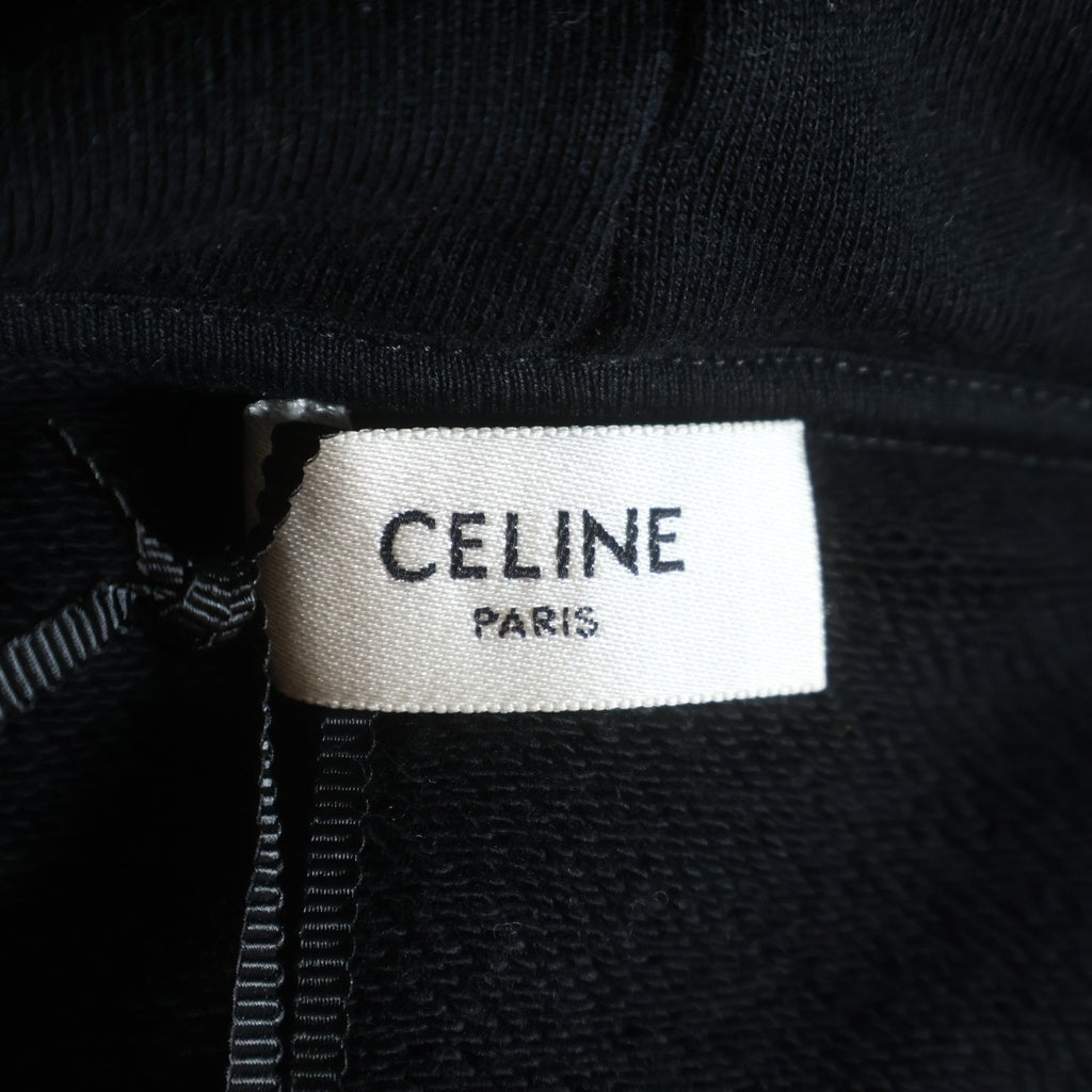 CELINE(セリーヌ) LOGO PRINT HOODIE ロゴプリントプルオーバーパーカー フーディー ブラック RY0JH670Q