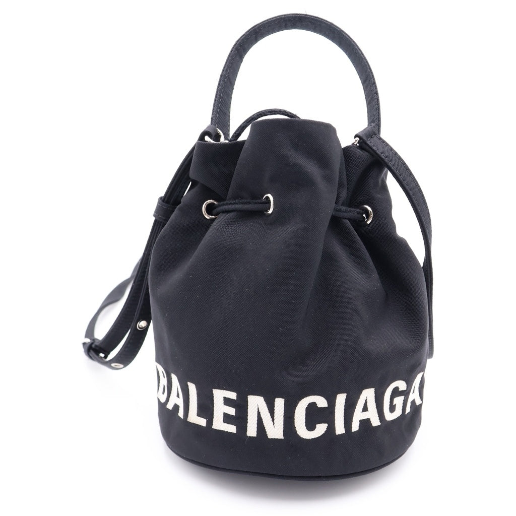 BALENCIAGA(バレンシアガ) ドローストーリング ロゴプリント バッグ ブラック レディース
