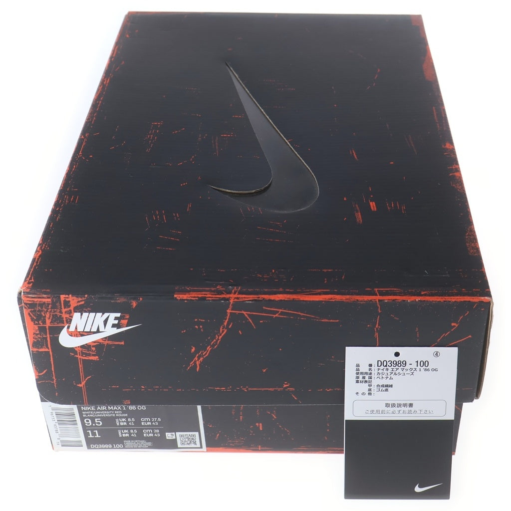NIKE(ナイキ) AIR MAX 1 86 OG BIG BUBBLE RED DQ3989-100 エアマックス1 86 オリジナル ローカットスニーカー レッド/ホワイト US9.5/27.5cm