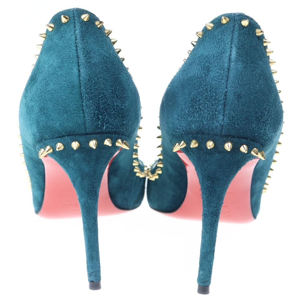CHRISTIAN LOUBOUTIN(クリスチャンルブタン) スタッズ オープントゥ ベロアハイヒールパンプス レディース グリーン/ゴールド 161554