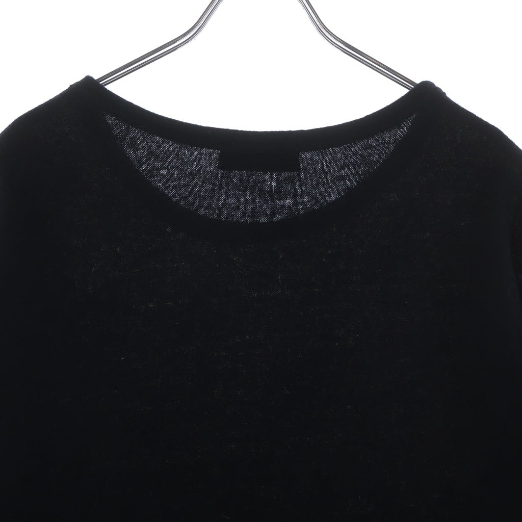 Yohji Yamamoto POUR HOMME(ヨウジヤマモト プールオム) 22AW 丸首インジェット ウール混 総柄クルーネック長袖ニットセーター ブラック HE-T35-178