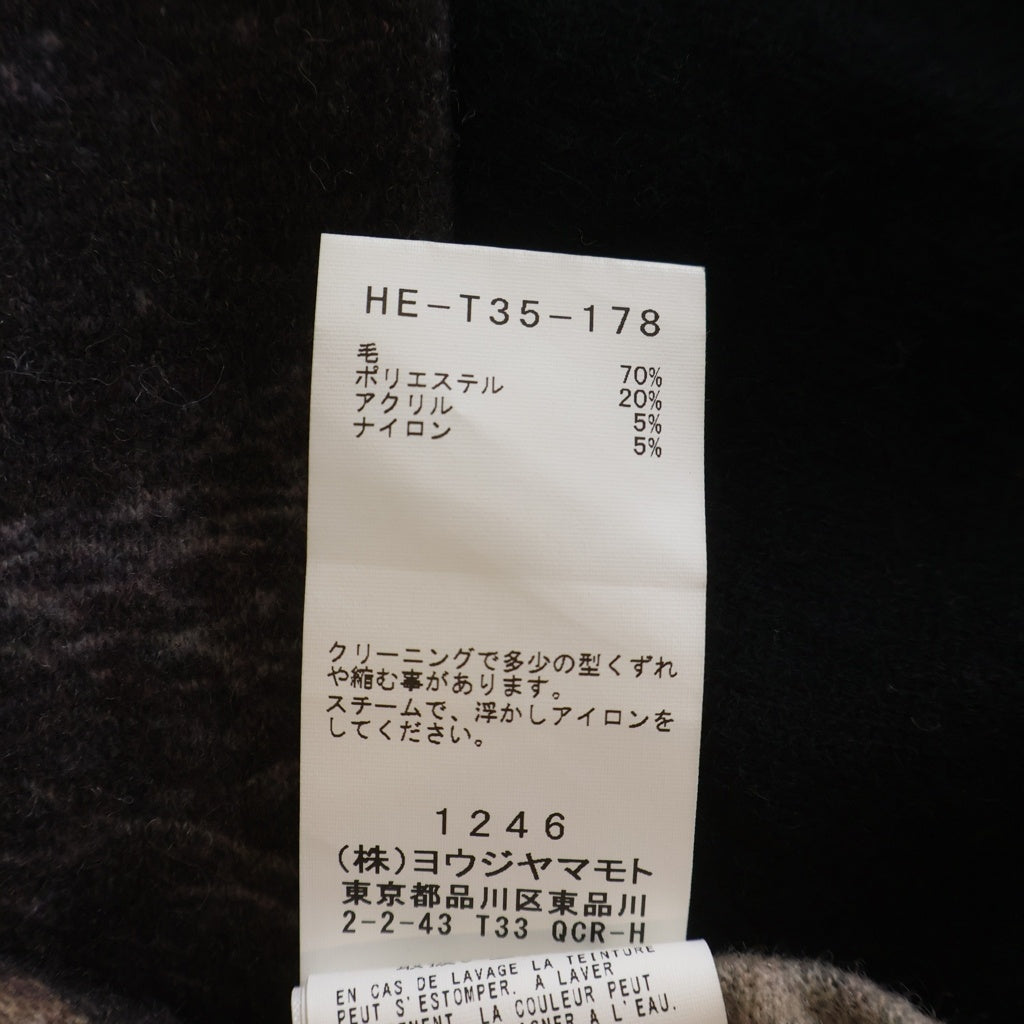 Yohji Yamamoto POUR HOMME(ヨウジヤマモト プールオム) 22AW 丸首インジェット ウール混 総柄クルーネック長袖ニットセーター ブラック HE-T35-178